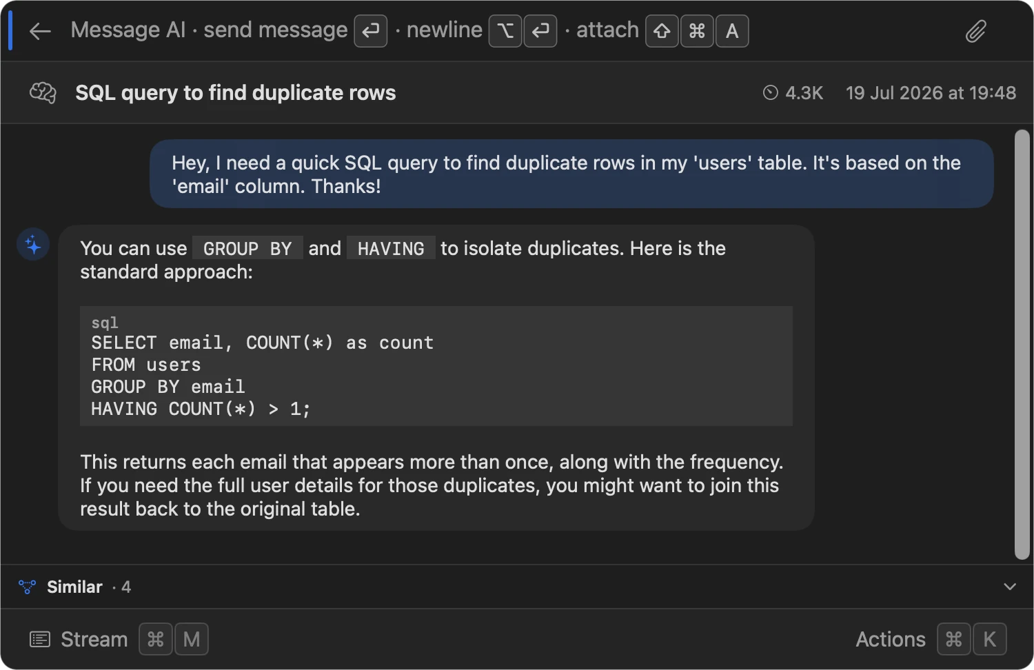 AI chat about saved notes inside Gisti