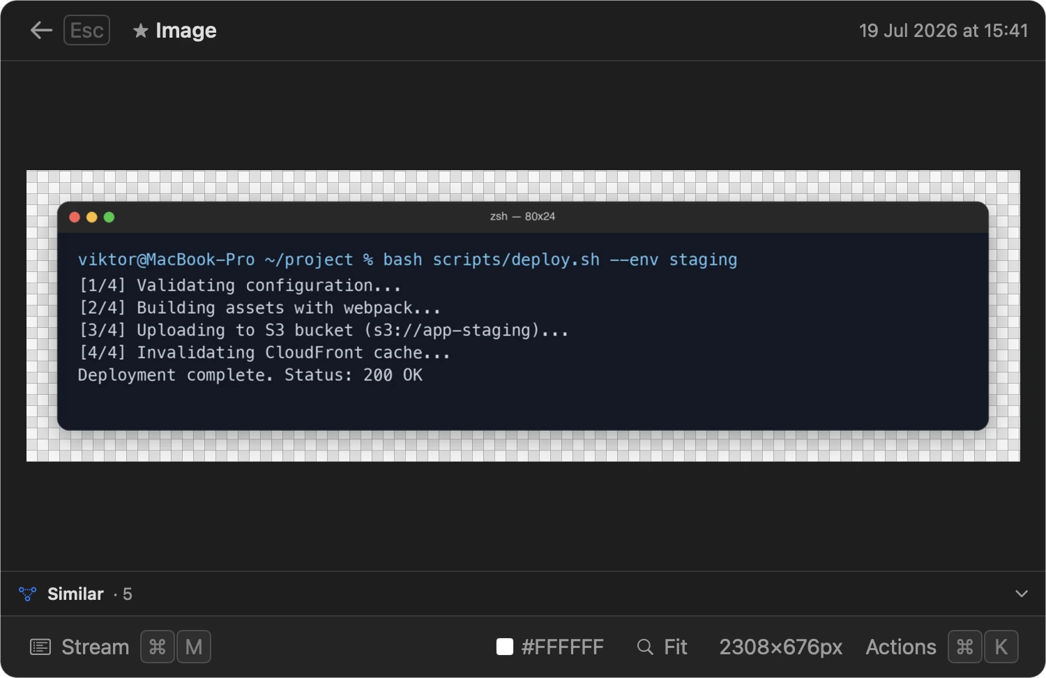 Gisti image viewer showing a screenshot with color picker and metadata
